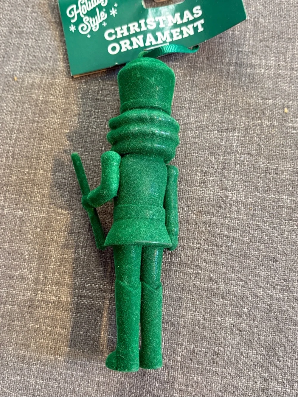 Holiday Style Green Flocked Nutcracker Christmas Ornament New with Tag